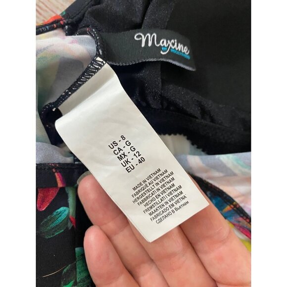 Maxine Of Hollywood Women's Black Floral Skirtini One Piece - 8 - Picture 10 of 12